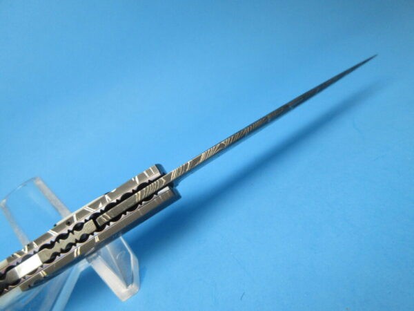 CUSTOM JIM & JOYCE MINNICK DAMASCUS AND PEARL AUTO ART KNIFE