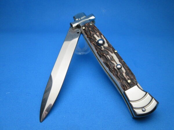A.G.A. Campolin 9" Stag Horn Maltese Bayonet Switchblade Knife