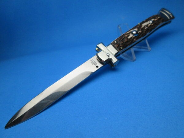 A.G.A. Campolin 9" Stag Horn Maltese Bayonet Switchblade Knife