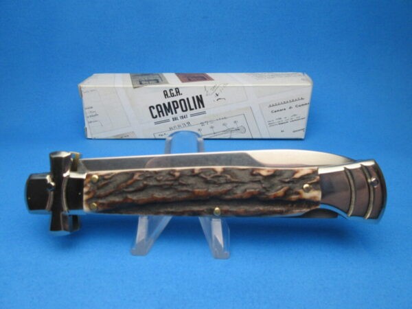 A.G.A. Campolin 9" Stag Horn Maltese Bayonet Switchblade Knife