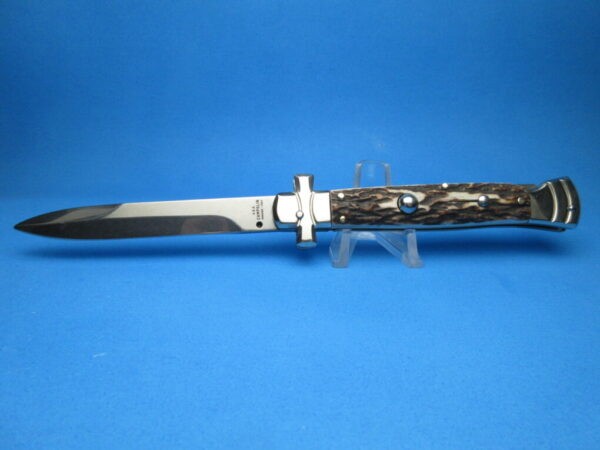 A.G.A. Campolin 9" Stag Horn Maltese Bayonet Switchblade Knife