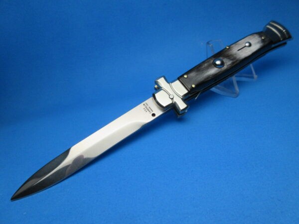 A.G.A. Campolin 9" Buffalo Horn Maltese Bayonet Switchblade Knife