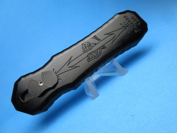 PIRANHA EXCALIBUR BLACK HANDLE STONEWASHED BLADE OTF