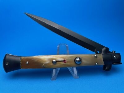 Frank Beltrame 11" Blonde Horn Red Dot Tactical Switchblade with Bayonet Blade