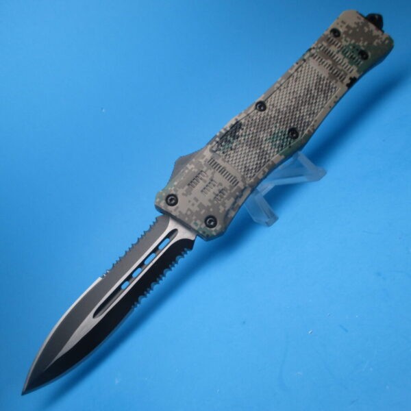 Delta Force OTF Urban Digital Camo Handle W/ Serrated Double-Edge Blade