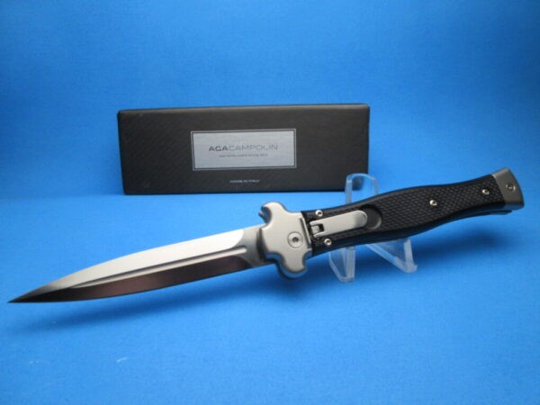 AGA Campolin Black "ZERO" Satin Dagger Leverlock Switchblade