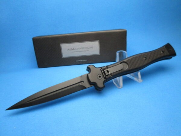 AGA Campolin Black "ZERO" Satin Dagger Leverlock Switchblade