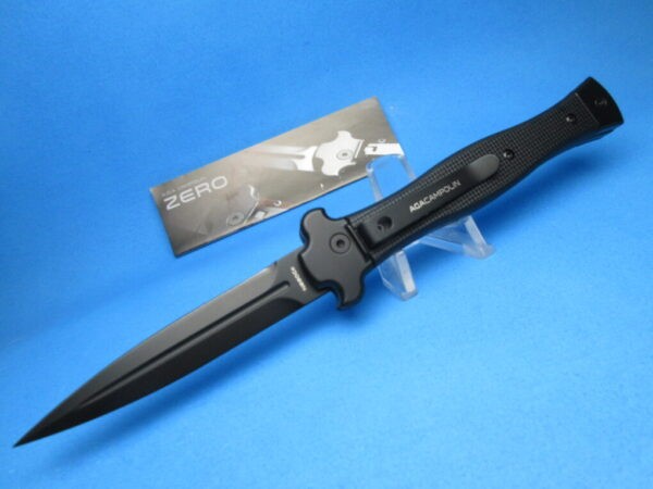 AGA Campolin Black "ZERO" Satin Dagger Leverlock Switchblade