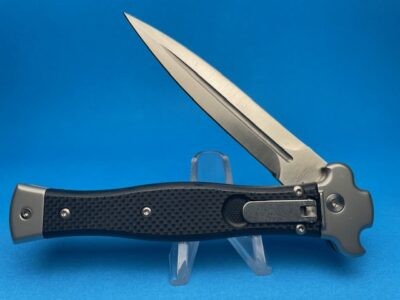AGA Campolin Black "ZERO" Satin Dagger Leverlock Switchblade