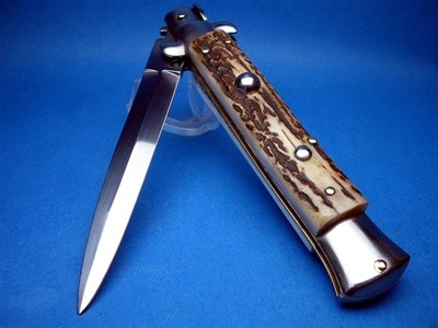 Frank Beltrame 9" Stag Horn Dagger Switchblade