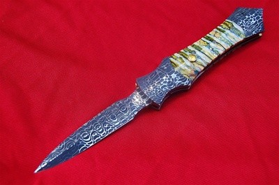 PAUL PANAK "BURN" CUSTOM BUILT XL DAMASCUS PHANTOM SWITCHBLADE KNIFE