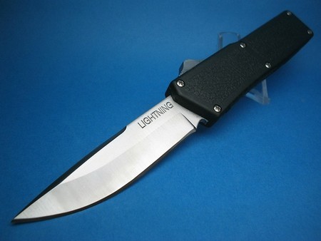 8" Lightning OTF Automatic with Black Handle & Silver Button & (Highest Quality) SALE !