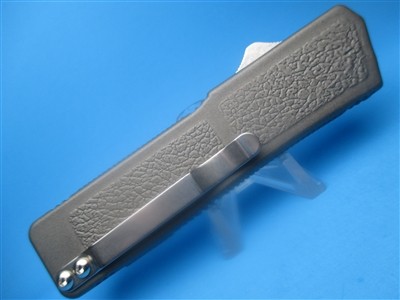 8" Lightning OTF Automatic D/E Serrated SS with Grey Handle & Silver Button (Highest Quality)