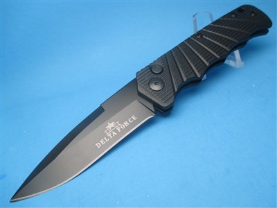 Delta Force Sidewinder Black Handle Black PE Blade EDC Switchblade