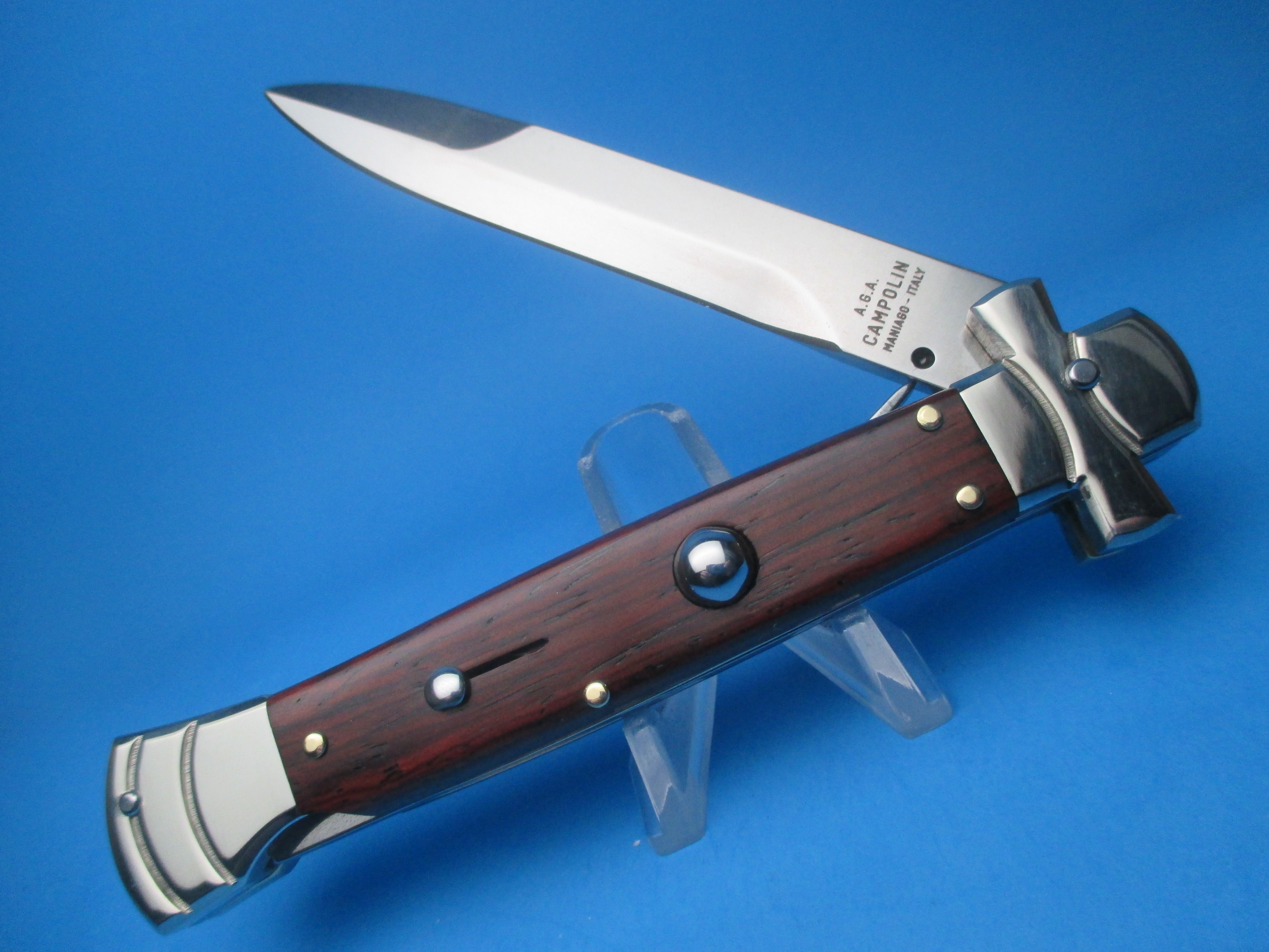 A.G.A. Campolin 9" Maltese Cocobolo Bayonet Lockback Italian Stiletto Switchblade Knife