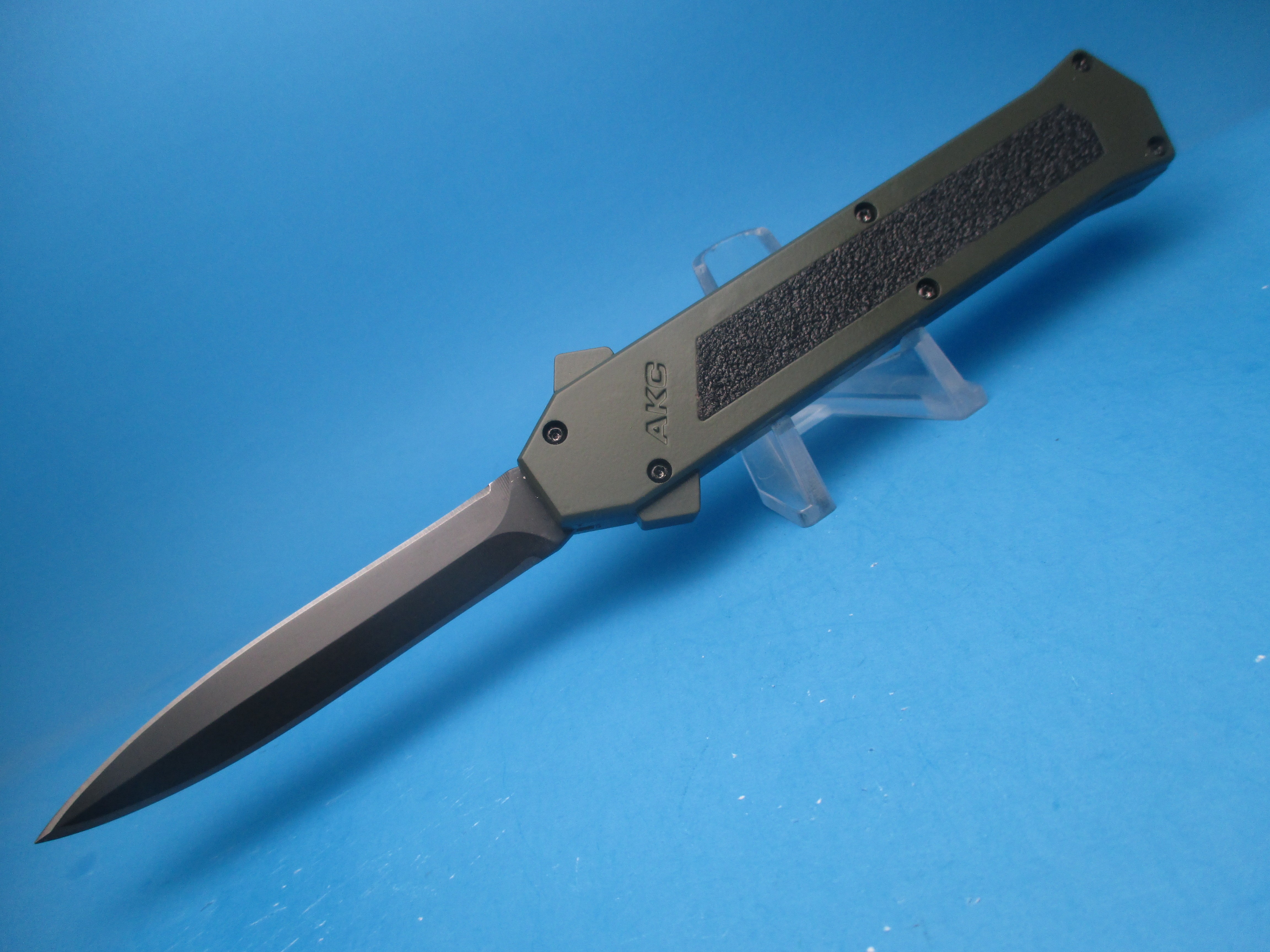 AKC F-16 OTF MILITARY HANDLE W/ TACTICAL DAGGER BLADE