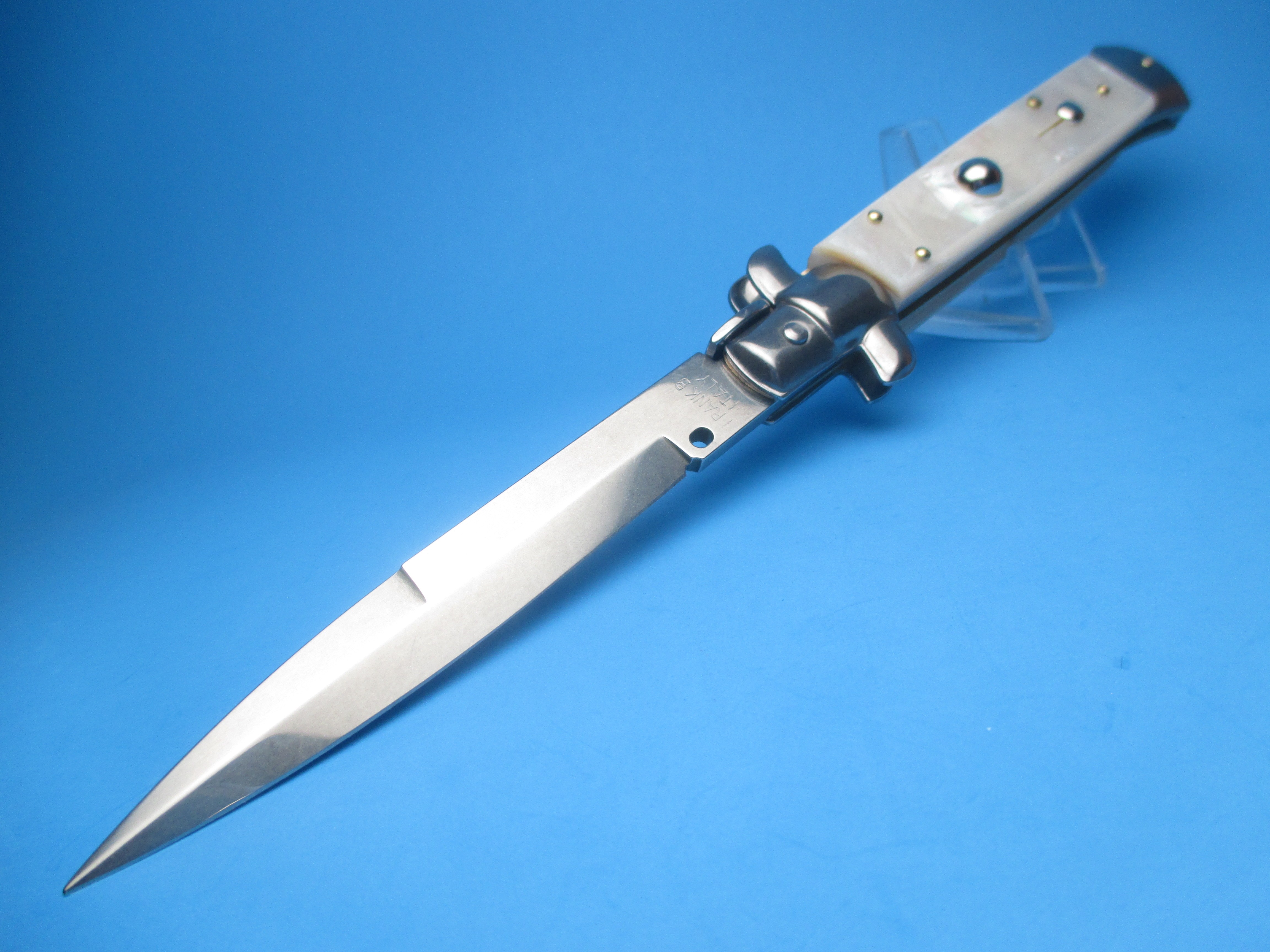 Frank Beltrame 9" Real Mother Of Pearl Bayonet Switchblade