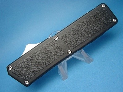 8" Lightning OTF Automatic Serrated with Black Handle & Silver Button  (Highest Quality)