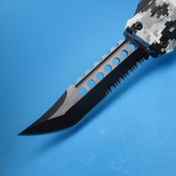Delta Force OTF Single Edge Serr Blade W/ Arctic Camo Handle - Image 4