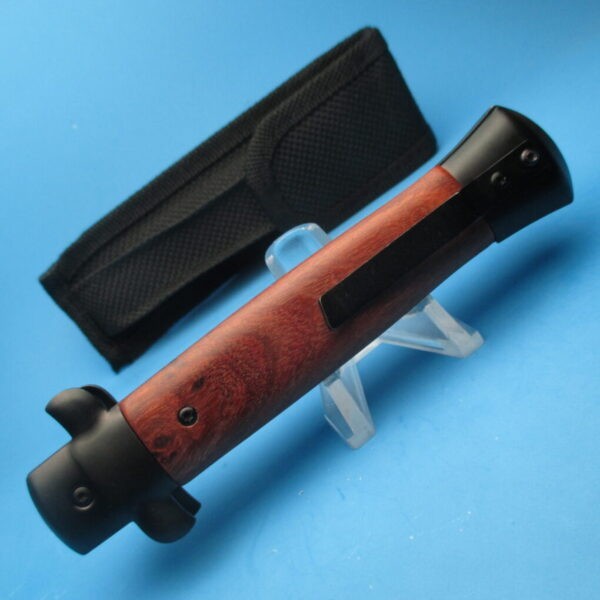 9'' Faux Wood Tactical Stiletto Style OTF Dagger - Image 3