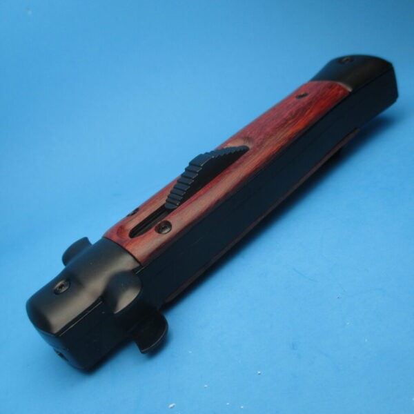 9'' Faux Wood Tactical Stiletto Style OTF Dagger - Image 2