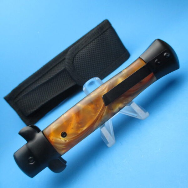 9'' Yellow Tactical Stiletto Style OTF Dagger - Image 3