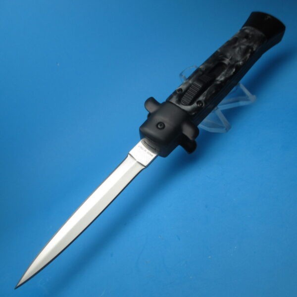 9'' Black Marble Tactical Stiletto Style OTF Dagger