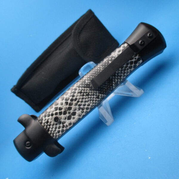 9'' Imit. Snakeskin Tactical Stiletto Style OTF Dagger - Image 3