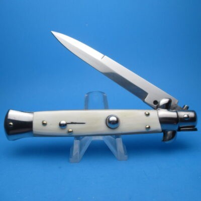 Italian Stiletto 9" Blonde Horn Bayonet Switchblade