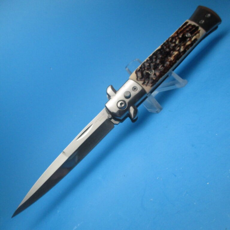 " 'IL Patron" Stag Handle EDC Switchblade Knife