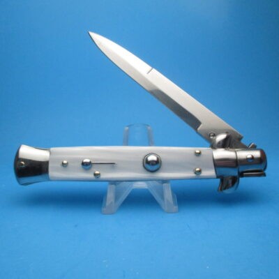 Italian Stiletto 9" White Pearlex Bayonet Switchblade