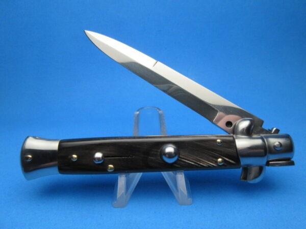 Italian Stiletto 9" Buffalo Horn Switchblade Bayonet