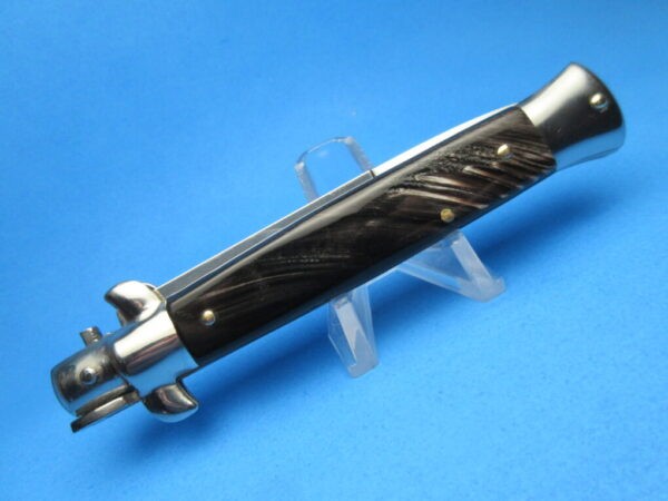 Italian Stiletto 9" Buffalo Horn Switchblade Bayonet