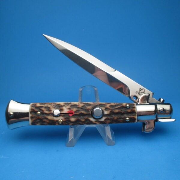 Walt`s 9'' Flat Guard Red Dot Flat Button Half Grind Black Forest Stag Horn Picklock