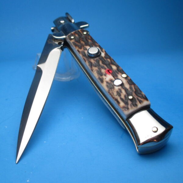 Walt`s 9'' Flat Guard Red Dot Flat Button Half Grind Black Forest Stag Horn Picklock - Image 6