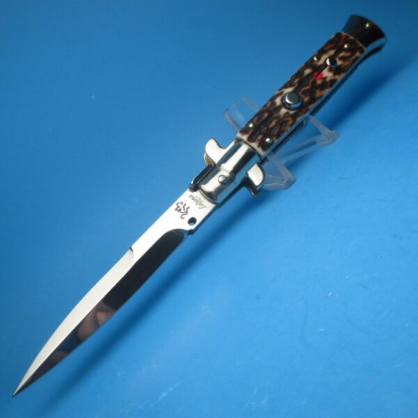 Walt`s 9'' Flat Guard Red Dot Flat Button Half Grind Black Forest Stag Horn Picklock - Image 4