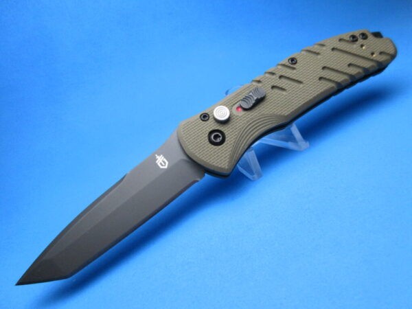 Gerber Propel Green SS Downrange Auto Tanto Point Plain-Edge Switchblade Knife
