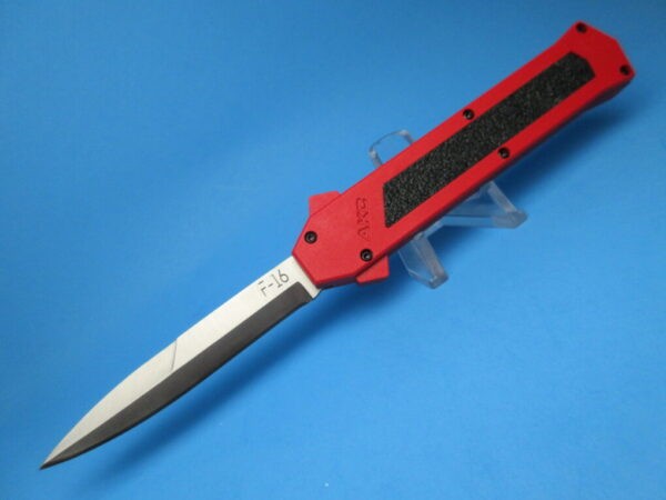 AKC F-16 OTF RED HANDLE W/ BAYONET BLADE