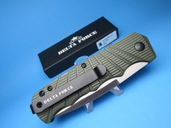 Delta Force Sidewinder Green Handle Silver Serrated Blade EDC Switchblade - Image 3