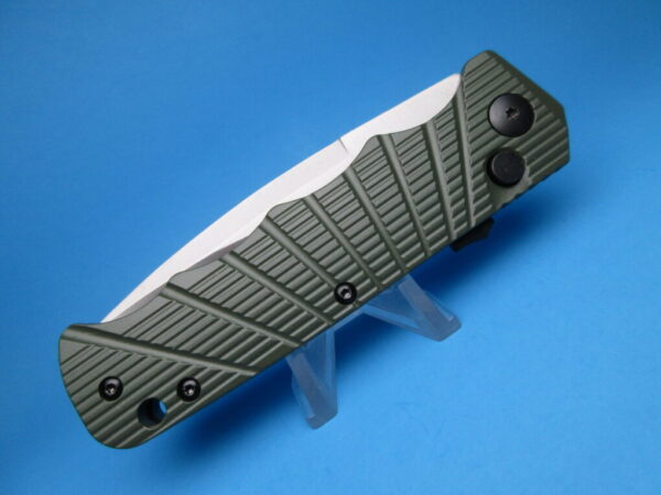 Delta Force Sidewinder Green Handle Silver Serrated Blade EDC Switchblade - Image 4