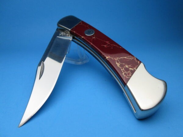 Custom Buck Blood Red Jasper 110 Automatic Conversion Switchblade Knife - Image 2