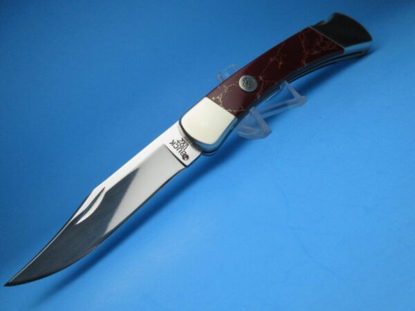 Custom Buck Blood Red Jasper 110 Automatic Conversion Switchblade Knife - Image 5
