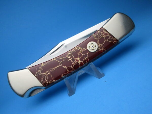 Custom Buck Blood Red Jasper 110 Automatic Conversion Switchblade Knife - Image 3
