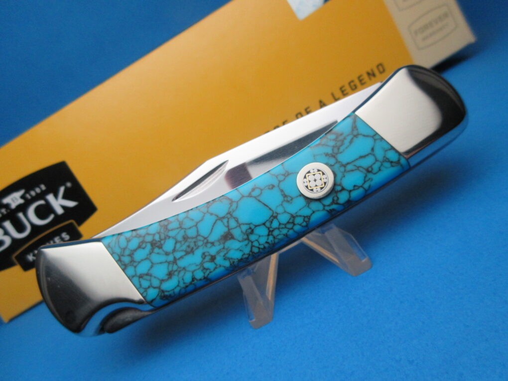 Custom Buck 110 Turquoise Automatic Conversion Knife