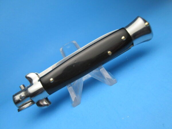 Italian Stiletto 8" Buffalo Horn Flat Grind Switchblade - Image 2