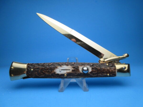 Frank Beltrame 11" Gold Stag Horn Bayonet Swinguard Switchblade S&D