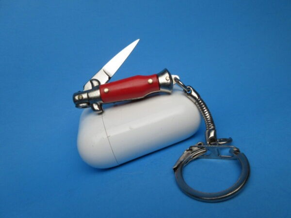 Italian Picklock Keychain 2.75" Flat Grind Switchblade with Red Handle - Image 3