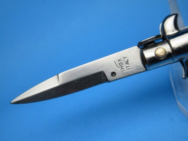 Italian Picklock Keychain 3.9" Bayonet Switchblade with Imit. Buffalo Handle