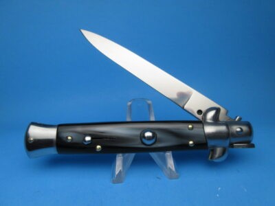Italian Stiletto 9" Imit. Buffalo Horn Flat Grind Switchblade