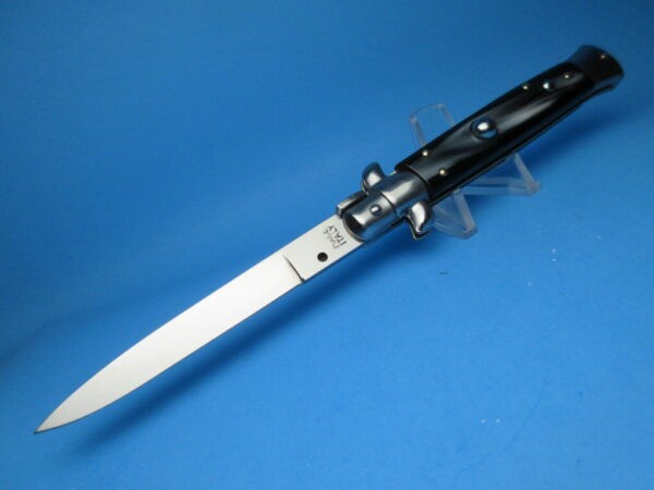 Italian Stiletto 9" Imit. Buffalo Horn Flat Grind Switchblade